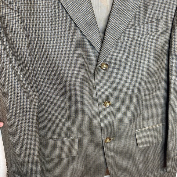 Oscar De La Renta Blazer Suit Jacket Button Front Plaid Printed Silk Wool Blend - Picture 6 of 14